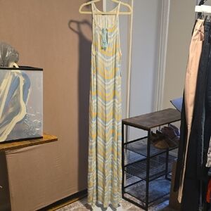 Yellow and Blue Maxi Dress